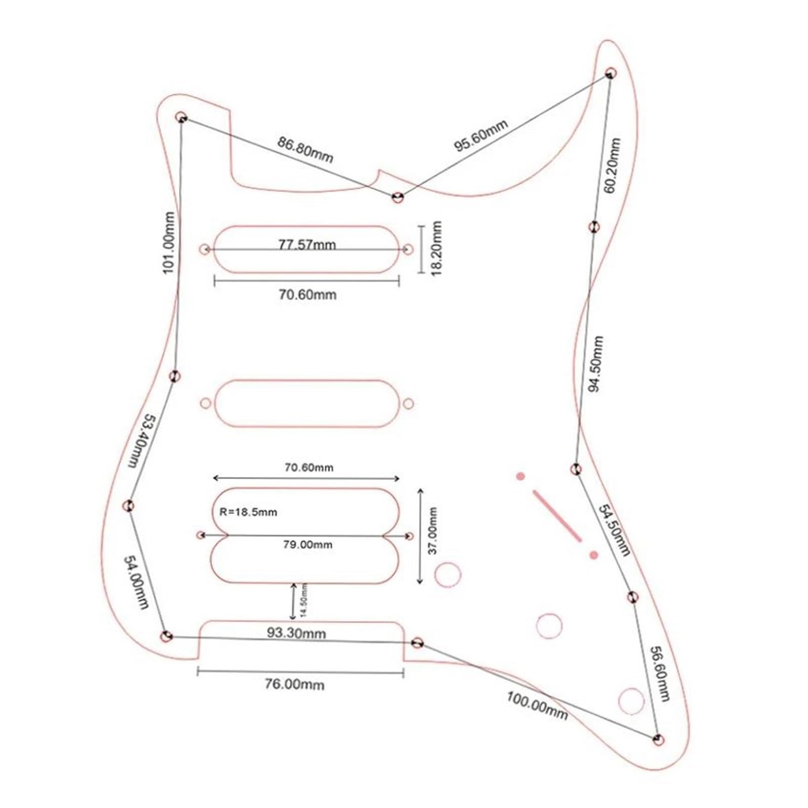 maskownica do gitary elektrycznej Części do gitary - Do 11 otworów na śruby Standard HSS Gitara Pickguard Scratch Plate Flame Pattern Scratch Tył(4Ply red)