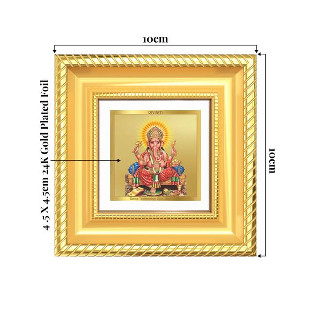 Image of DIVINITI Ganesha 24K Gold Plated Foil Tabletop Photo Frame for Home Decor, Puja Room, Luxury Gifting | DG Frame 015 S1A (10x10 CM)