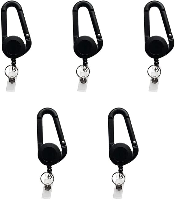Amazon Co Jp Chengcheng カラビナ リール キーホルダー キーリール 伸縮 5個入 ピンオンリール 内蔵 Idカード 名札 リール カラビナリール カードホルダー ストラップ 強力 リールキーホルダー リング キーチェーン リールキー 黒 シューズ バッグ