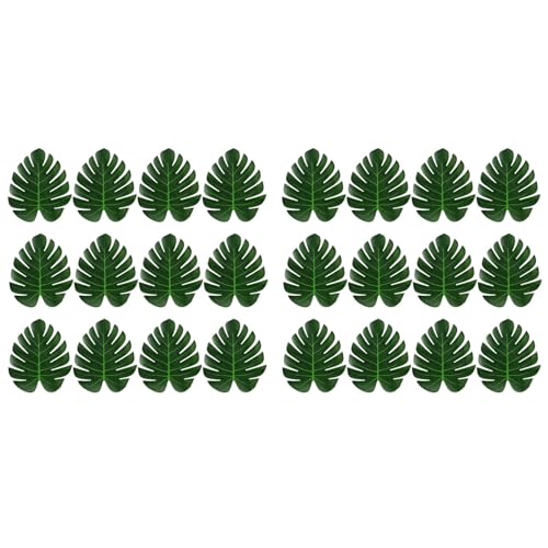Eoslcusmvl 24X Hojas de Palmeras Tropicales Artificiales DecoracióN de Fiesta en la Jungla Animal Verano Boda Hawaiana DecoracióN de Mesa para el Hogar L