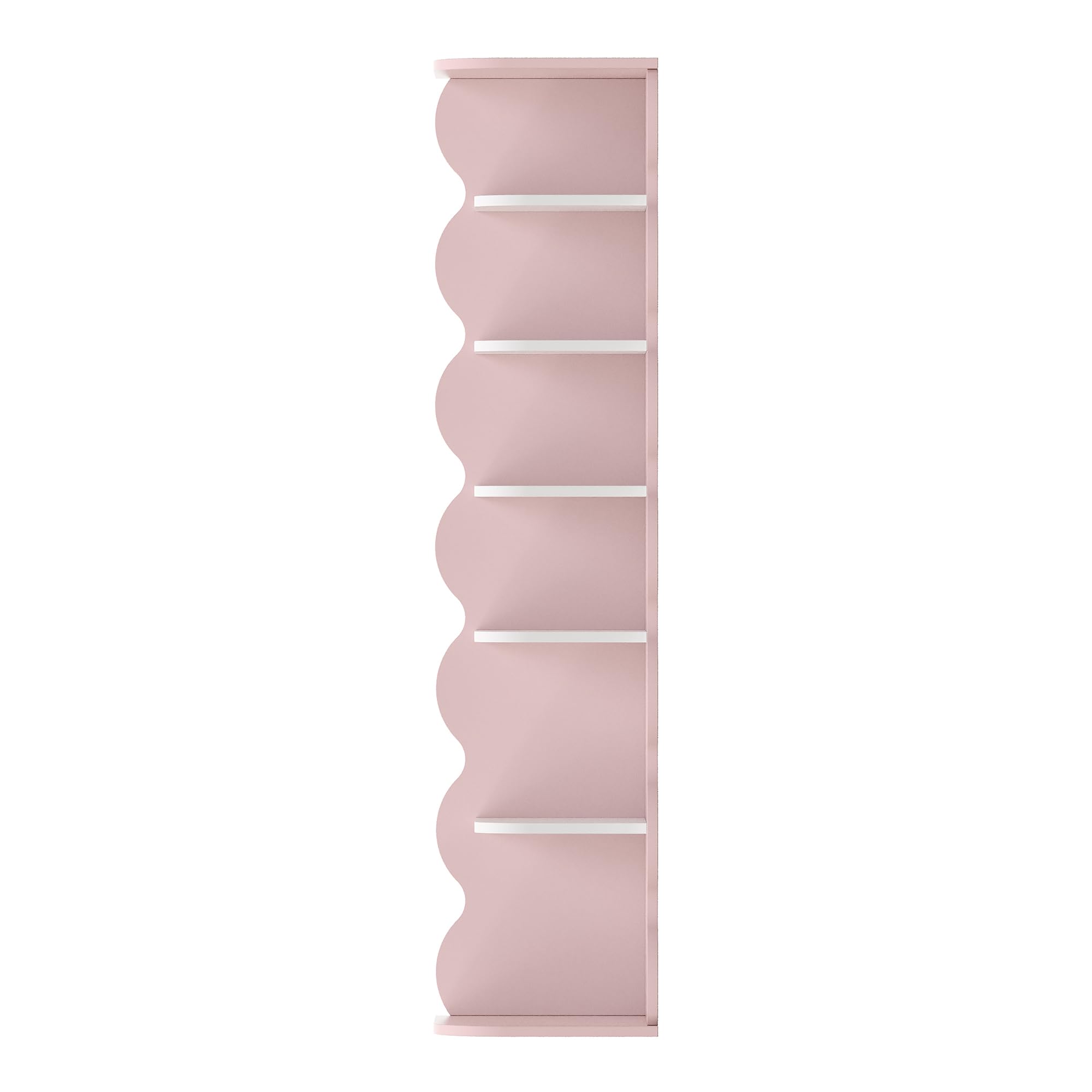 [en.casa] Scaffale Angolare per Cameretta Libreria con 5 Ripiani Scomparti Aperti Portaoggetti per Scarpe Libri Giocattoli a Misure di Bimbi 108 x 27 x 27 cm - Rosa/Bianco