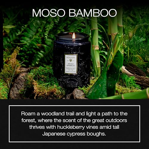 Image of Voluspa Moso Bamboo, Small Candle Jar, 5.5 oz, 50 Hour Burn Time, Coconut Wax for Clean Burning, Handcrafted in the USA