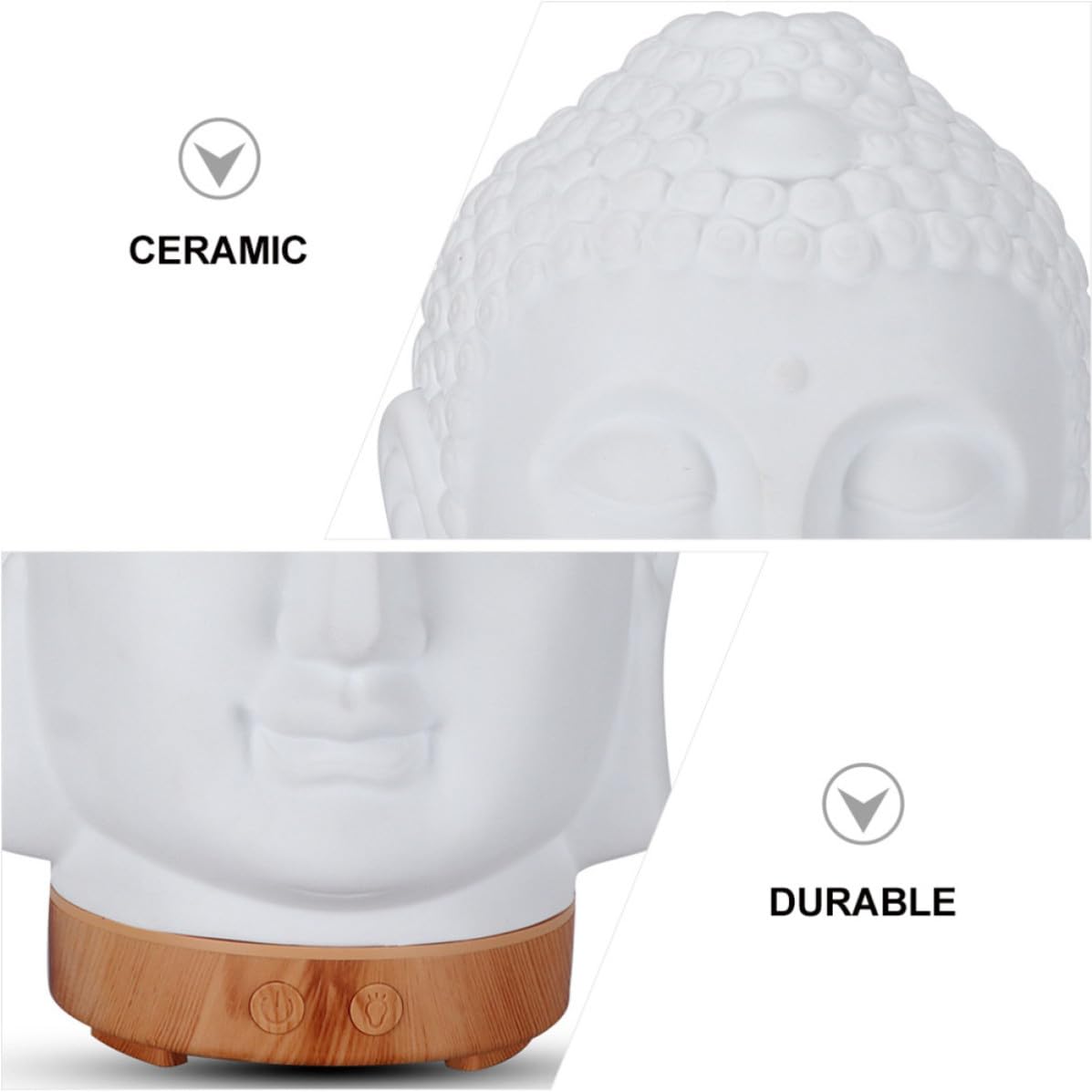 Diffusore Aroma Testa Buddha in Ceramica Bianca Ac220 10w | Compatto Sotto 1l, Uso Decorativo Silenzioso, per Ristorante e Comodino