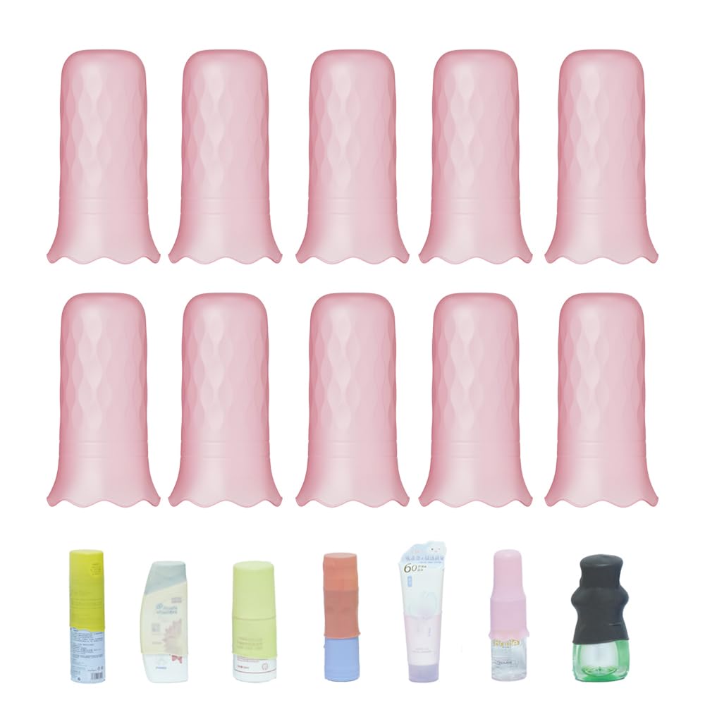 Silicone Bottle Covers,10 Pack Travel Essentials for Women Beach Vacation,Travel Size Toiletries Accessories, Cruise Ship Vacation Must-Have, Leak Proofing