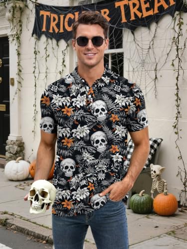 Camisas Halloween para Hombre Polo con diseño divertido de horror hawaiano | Casual, secado rápido, control de humedad, tops para golf miniatura 4