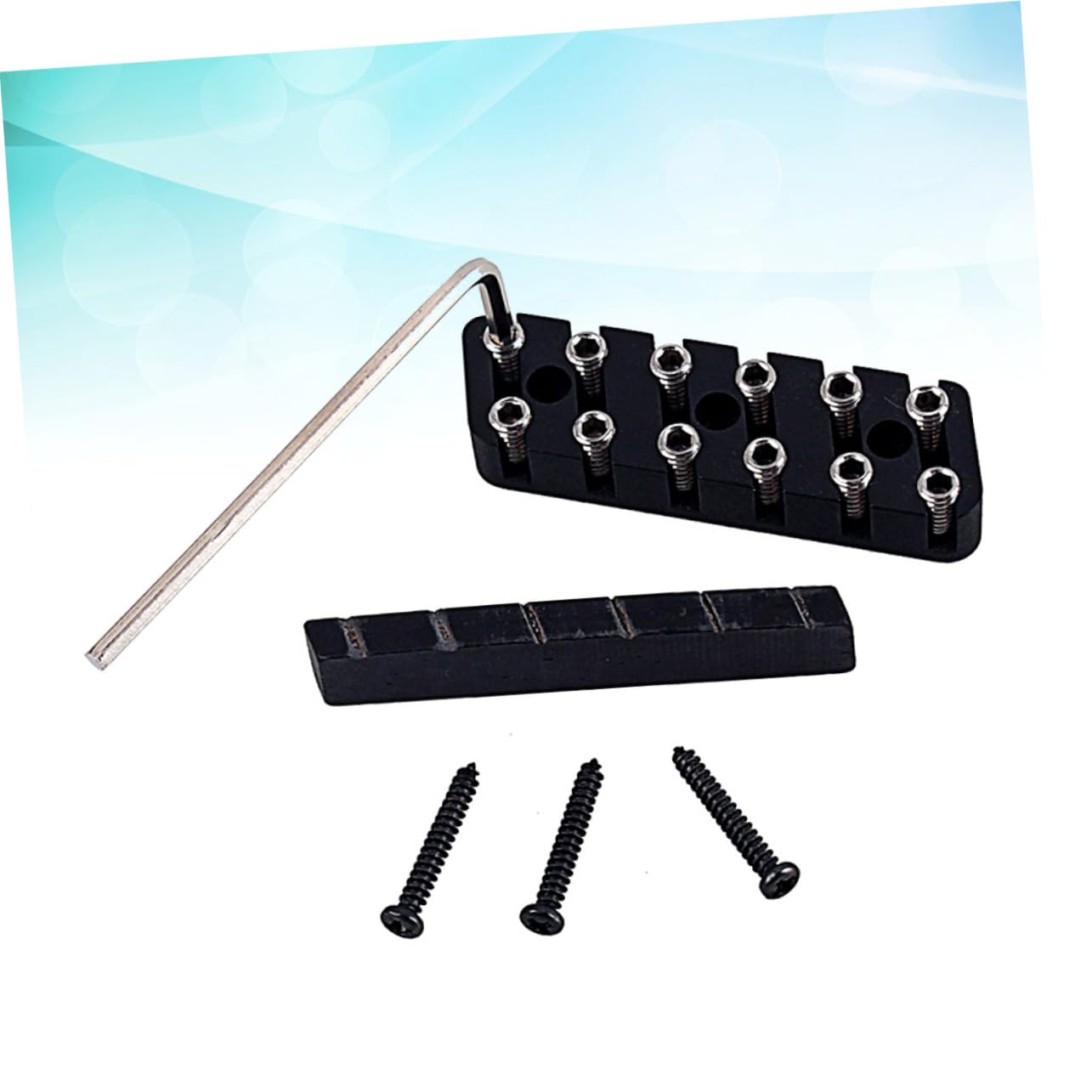 Toyvian Dado e Regolazione Altezza in Rame di Bloccaggio delle Corde per Chitarra Elettrica a 6 Corde Nero con Capotasto in Osso di Cammello
