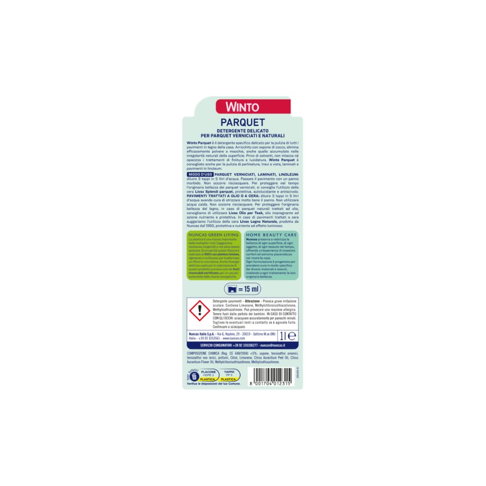 Nuncas - Winto Parquet - Detergente per Pavimenti in Parquet - Multipack - Confezione da 3 x 1000 ml