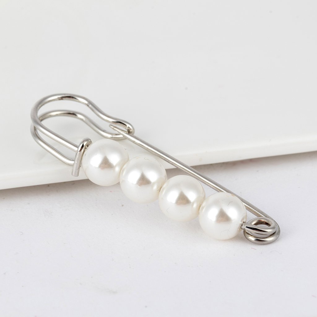 Milageto 5 Pieces Elegant Imitation Pearl Safety Clasp Pin Scarf Clip
