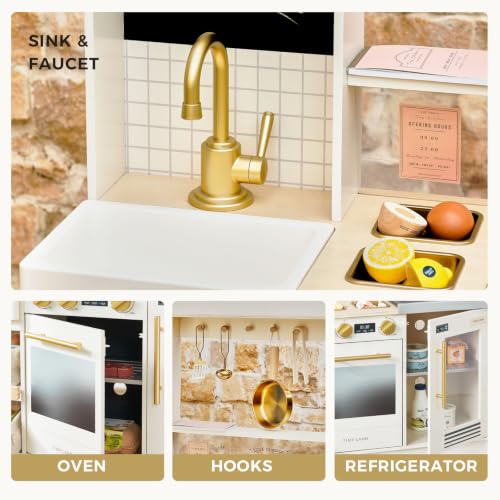 Image of Tiny Land Wooden Play Kitchen with 2-in-1 Bistro Play
