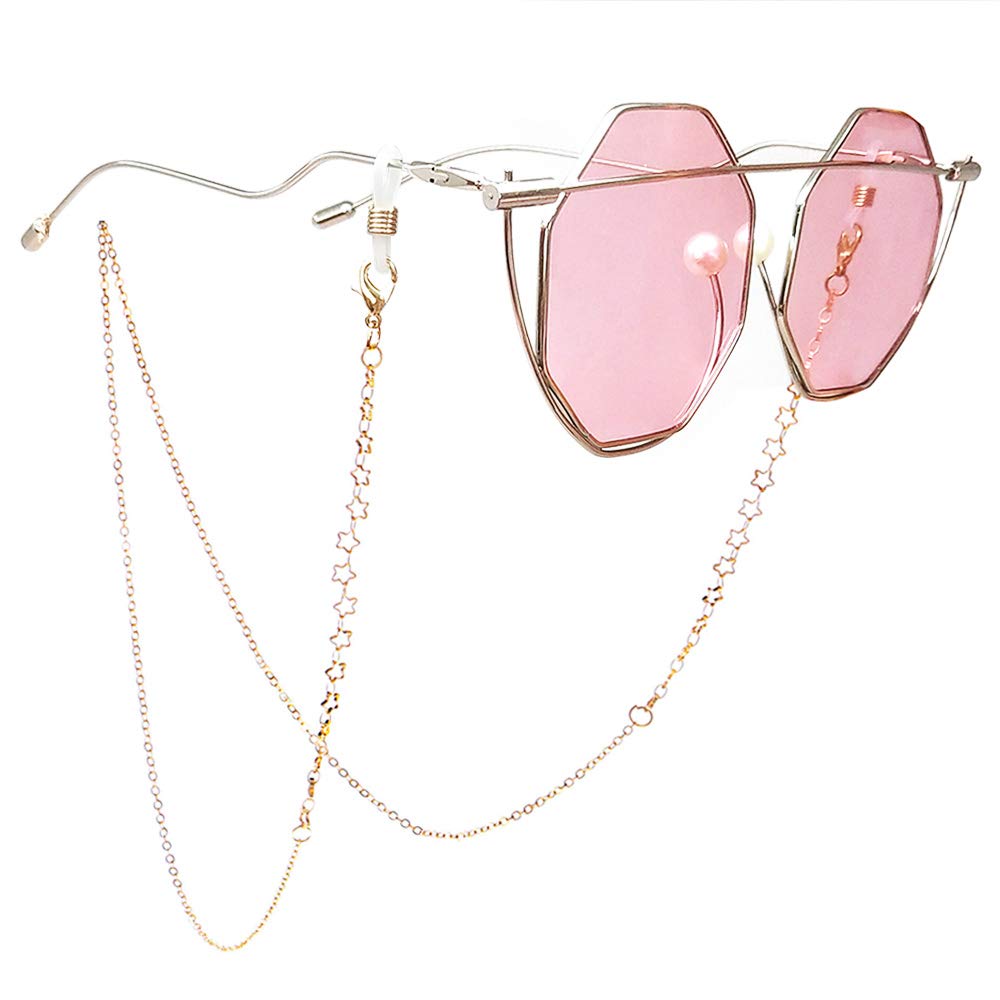 TERAISE Eyeglass Chain for Women/Ladies Retro Fashion Metal Carved Sunglasses Cords Strap Adjustable with Clean Cloth(Gold)
