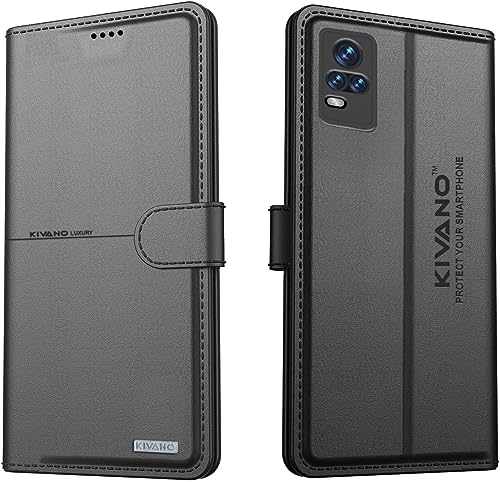 Image of KIVANO Compatible with Vivo Y73 Flip Cover | Leather Finish | Inside Pockets & Inbuilt Stand | Shockproof Wallet Style Magnetic Closure Back Cover Case