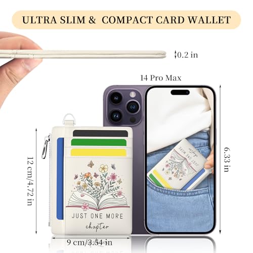 Image of Hancynir Book Lover Floral Flower Slim Wallet Women Credit Card Holder Cute RFID Blocking Small Card Wallets Mini Front Pocket PU Leather Thin Travel Zipper Coin Cash Ladies Female Wallet Gifts