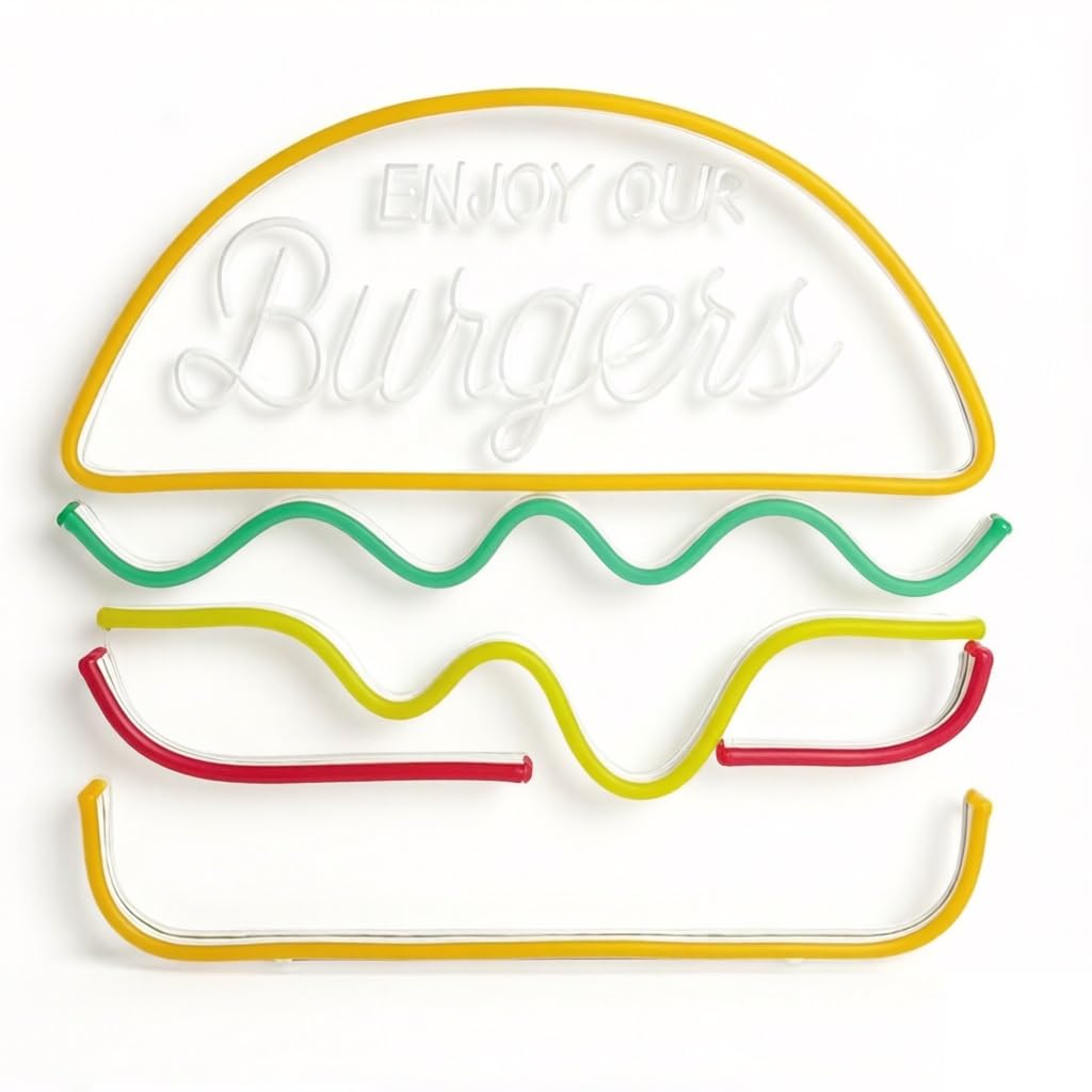 Dimmable LED Neon Sign, Fast Food Style, Cafe Bar Decor(8(36 * 32cm))