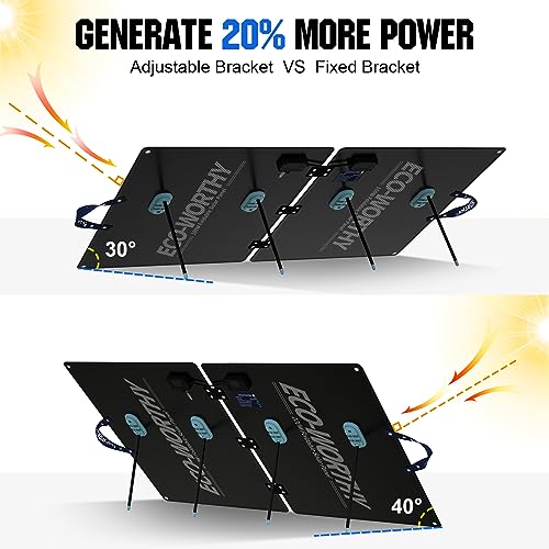 ECO-WORTHY Foldable Solar Panel 100W 12V Folding Solar Panel with Adjustable Brackets & 11-in-1 DC Connectors,for Campervan,RV,Boat,Power Station,Home - Image 4