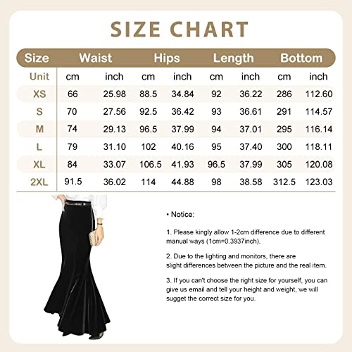 Ebossy Women's High Waist Bodycon Velvet Fishtail Mermaid Maxi Skirt Evening Party (X-Large, Black) #TOP6