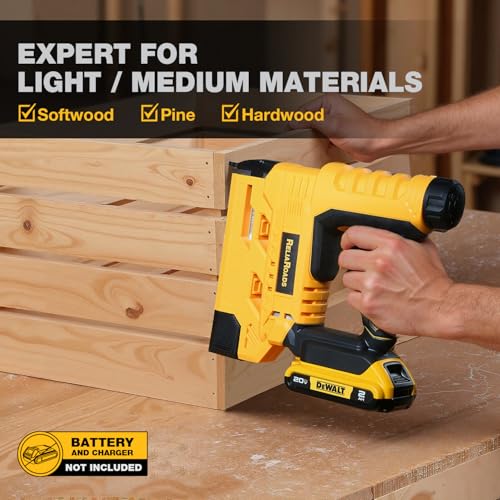 Image of 2-in-1 Cordless 18GA Brad Nailer & 1 /4 Crown Stapler for DeWALT 20V MAX Battery (Tool Only) - Lightweight, 1600 Nails /Staples Included for DIY, Upholstery & Home Renovation