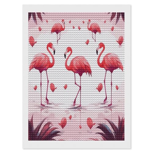 Pintura de diamantes redonda de flamencos para adultos y arte de gemas de salón
