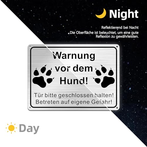 TAKULA Warnung vor dem Hund Schilder-Achtung Hund Schild-25 * 18CM Gebürstetes Metall Vorsicht Hund Schild|1 Stück
