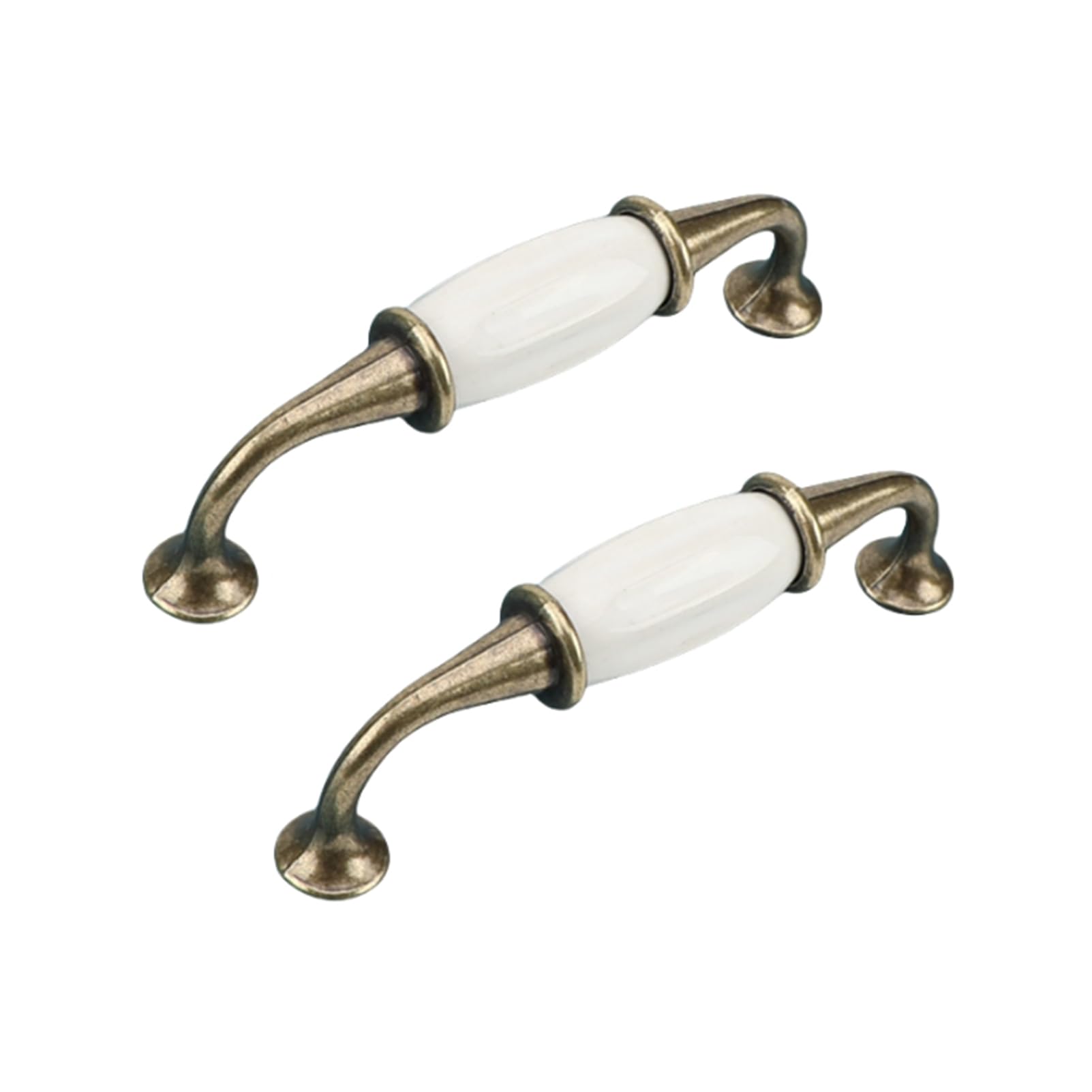 RSWZSFL 2 Pack Ceramic+Zinc Alloy European Style Vintage Drawer Handles (Bronze+White, Pitch:96mm)