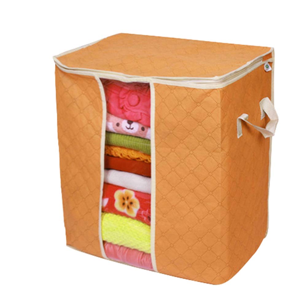 Plus Mi Life Foldable Clothes Blanket Quilt Closet Sweater Storage Bag Organizer Box Pouches (Orange