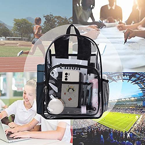Clear Backpack Stadium Approved For Women Men Heavy Duty See Through Transparent Pvc Backpacks For School Work Travel，Black #TOP6