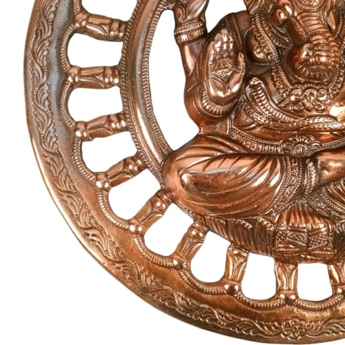 Image of Apka Mart The Online Shop Ganesha Round Wall Hanging | Metal Alloy Religious Wall Art for Pooja Room & Home Entrance | Diwali & Ganesh Chaturthi Gift - 17 Inch (46 cm)