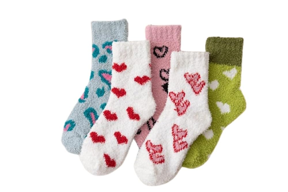 Calzini Termici 3 Paia Caldi Calzini Da Letto Invernali for Donne E Ragazze, Calzini Da Pantofola Comfort Con Cuore Innamorato Calzini Spessi Invernali Fuzzy Soffici Calzini Da Pavimento Casual Causal