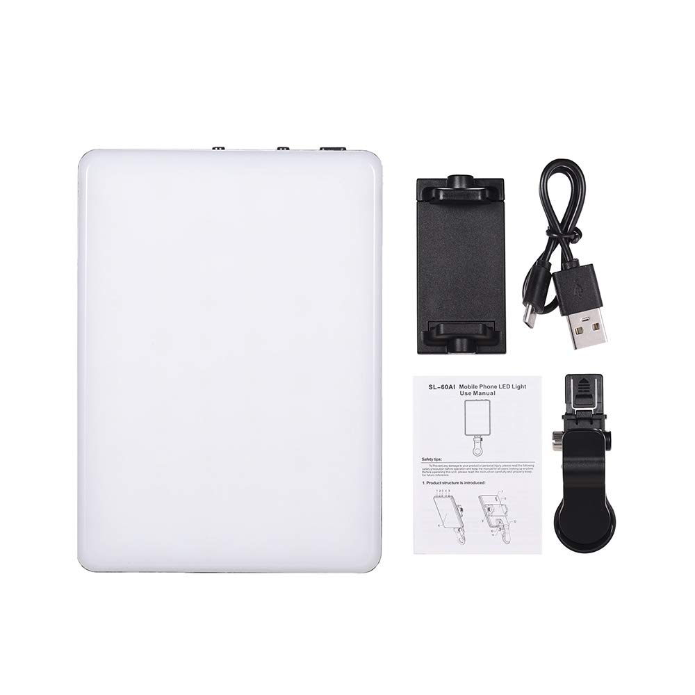 Andoer Selfie Light voor mobiele telefoon, 120 led-videolampen met clip, 3000 mAh, 2500 K-9000 K, CRI 95 , instelbare helderheid voor iPhone/iPad/laptopstreaming, videoconferenties, TikTok en YouTube
