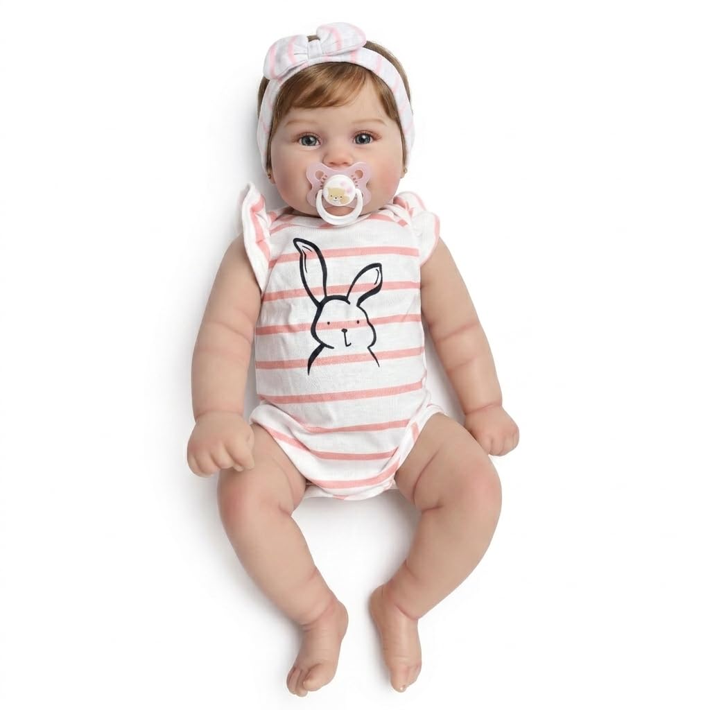 MineeQu Hand Capelli radicati realistiche Bambole Reborn 43 cm Corpo intero in vinile Anatomicamente corretto Bambole neonato Sorridendo doll d'arte per ragazze Sicuro per i bambini dai 3 anni in su