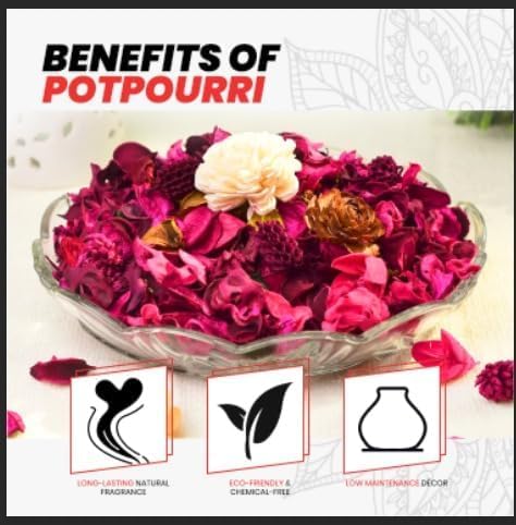 Flowers Potpourri Leaves WithFragrance only for Home Decor,Scented Natural Botanicals for Home Fragrance, Room Freshener, Bowl Filler, Home Décor (Rose) 1kg 2