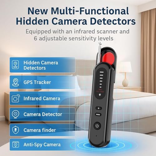 Image of FIRAWER Anti Spy RF Signal Detector | Wireless GPS Tracker Finder, Hidden Camera Bug Scanner with Magnetic Field Detection, Laser Detection & Signal Alarm | Portable Privacy Protection Device - 1Pcs