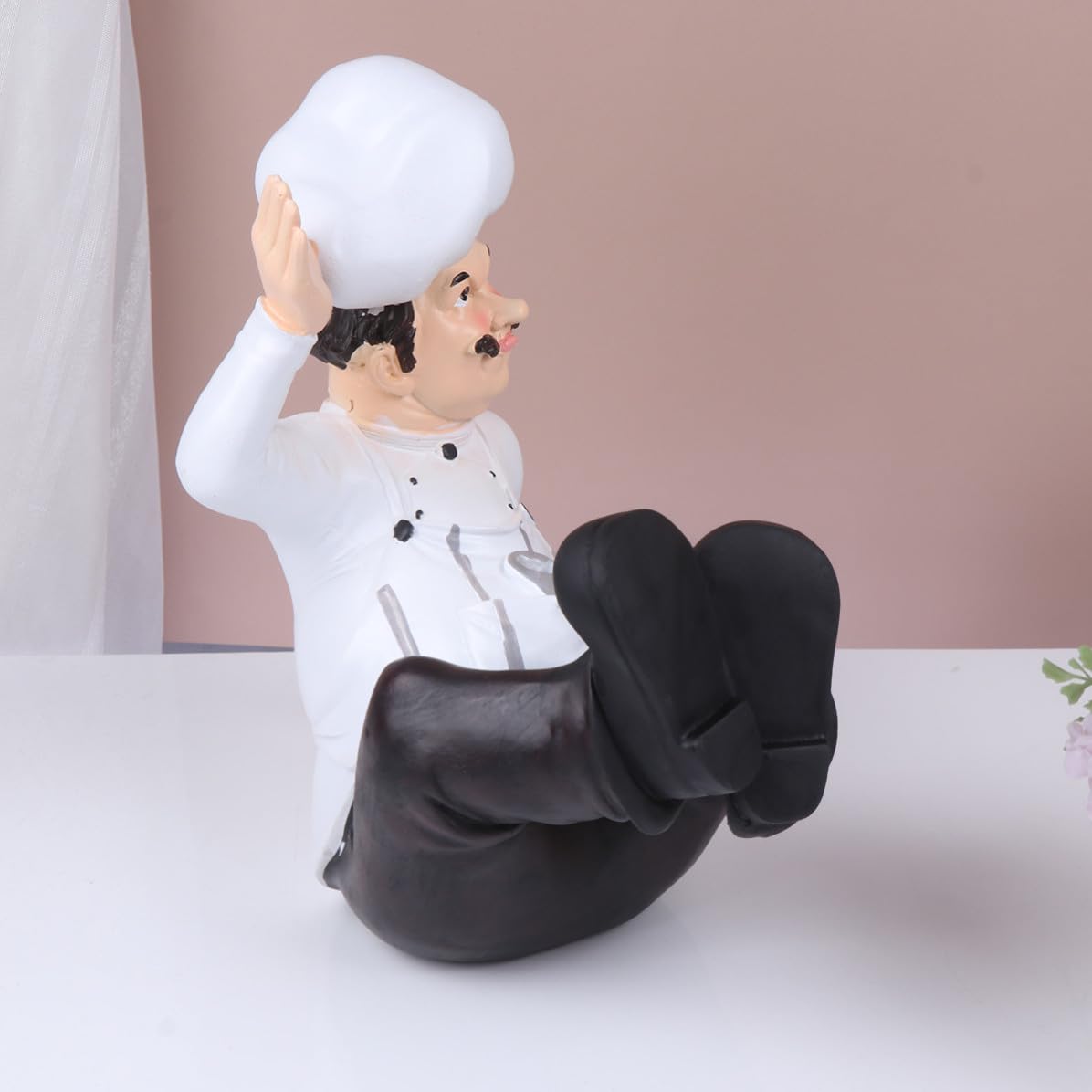 Statua Chef Mini Ornamento da Tavolo in Resina Stile Europeo Base Stabile Decorazione per Cucina e Ristorante per Arredamento Casa