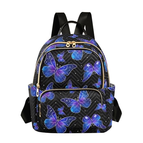 Image of ALAZA Butterfly Print Galaxy Starry Small Backpack Purse for Women Travel Bag Fashion Daypack Back Pack Shoulder Bag
