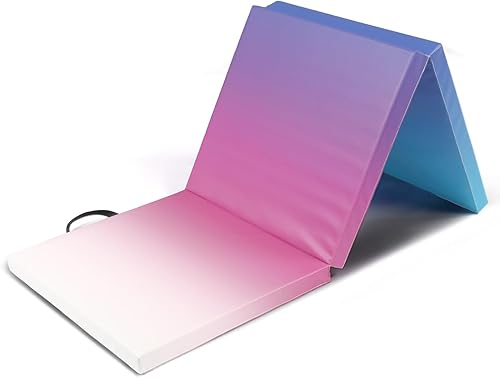 Matladin Alfombrilla plegable de 6 pies para gimnasia o gimnasia y ejercicios aeróbicos, 6 x 2 x 2 pulgadas, de piel sintética, con cierre de velcro