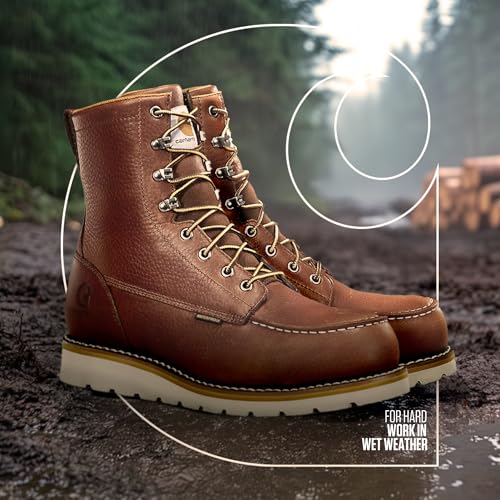 Carhartt Men's Waterproof 8" Moc Steel Toe Construction Wedge Work Boot2