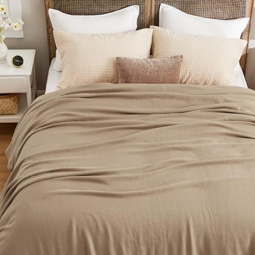 Bedsure GentleSoft 100% Cotton Blanket Queen Size for Bed -