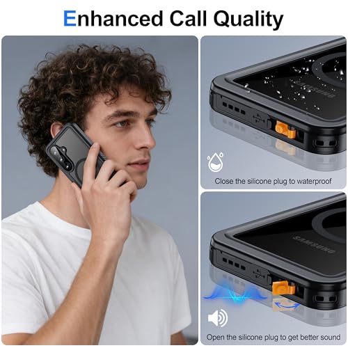 Image of ANTSHARE for Samsung Galaxy S26 Case Waterproof, Built-in Lens & Screen Protector, [Compatible with MagSafe] Shockproof Dropproof Translucent Matte Full Body Phone Case for S26 6.3 inch- Black