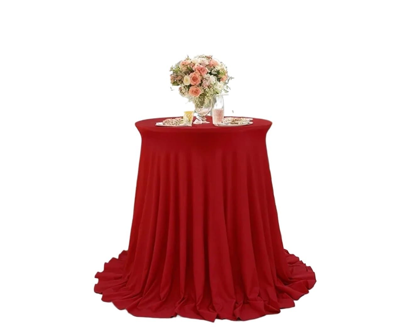 ZNTIHZ Round Tablecloth Table Skirt Cocktail Cover For Hotel Party Wedding Tablcloth Decoration For Wedding Party Banquet(Red,60x110CM)