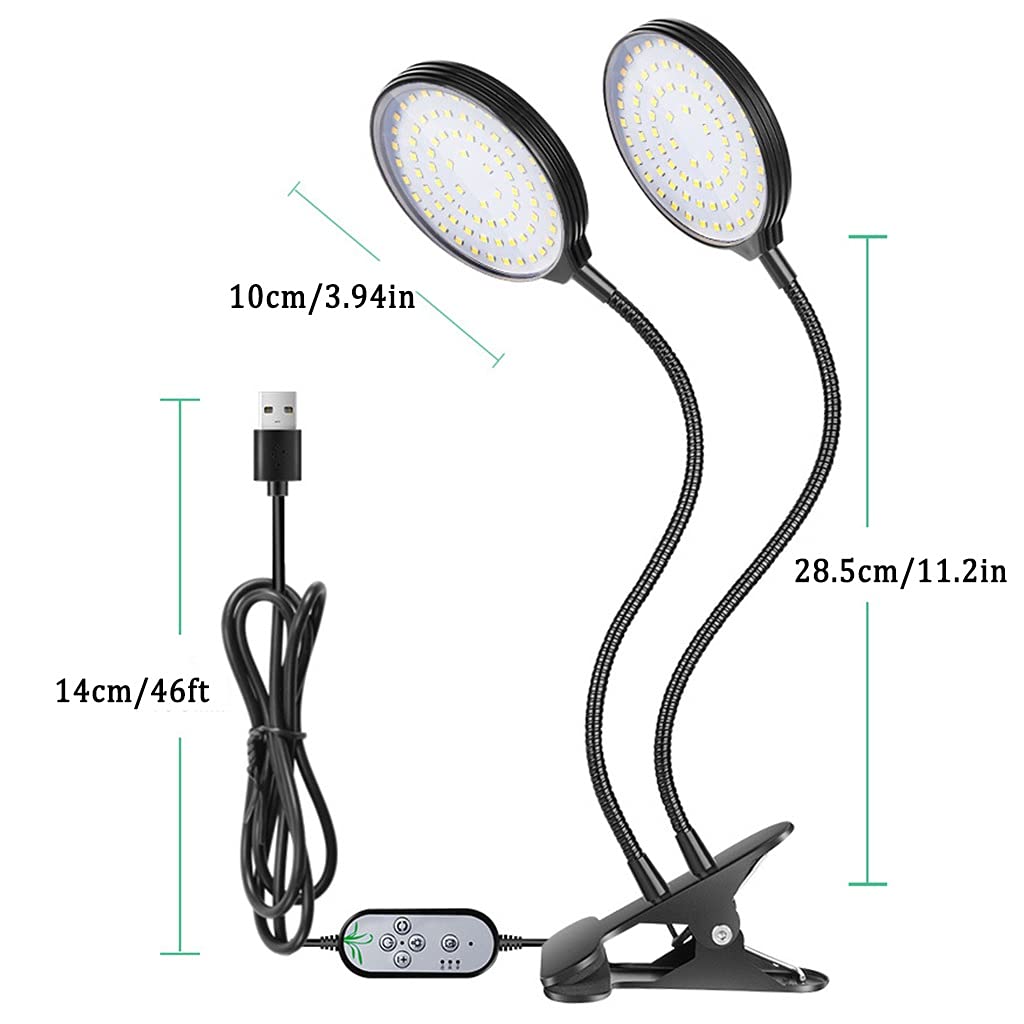 Luz de Crecimiento de Espectro Completo para Plantas de Interior, Luz de Planta LED con Espectro Rojo y Azul, 3 Modos de Cambio, 5 Brillo Regulable, para Jardín, Casa, Oficina, Semillas