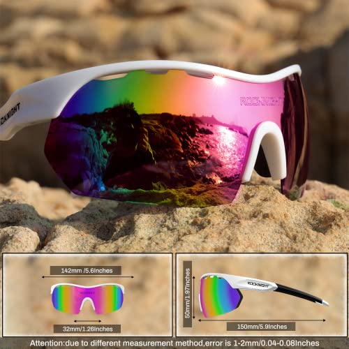 ROCKNIGHT Sport Cycling Sunglasses for Women Polarized UV Protection Pink Mirrored Sunglasses Outdoor Trendy Medium Head - Image 4
