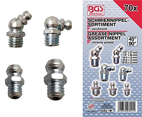 Preisvergleich Produktbild Schmiernippel-Sortiment Metrisch / Zoll 70-tlg.