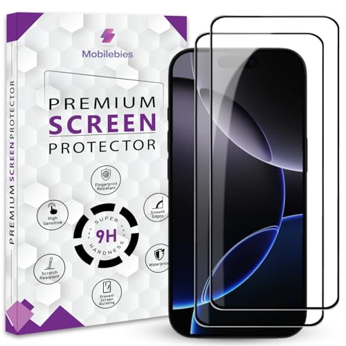 Image of Mobilebies Premium Tempered Glass Screen Protector Guard Compatible With iPhone 17 Pro Max (6.9 Inch, Pack of 2) | HD Clear Edge to Edge Coverage With Easy to installation kit