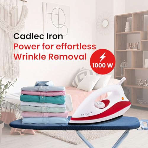 Image of Cadlec Advanced Lightweight Dry Iron with Non-Stick Teflon Coating | 1000W | Sleek Design | 2-Year Warranty