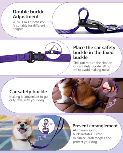 WANFIRE Freihändige Hundeleine, robuste Lange Hundeleine,erwicklungsfreie, reflektierende Hüftleine, reflektierende Hüftleine with Safety Buckle for Medium & Large Dogs Running,Training (Lila)