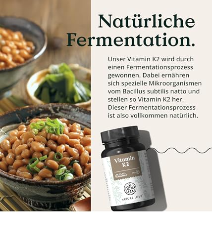 NATURE LOVE® Vitamin K2 hochdosiert - Premiumrohstoff MK7-365 Tabletten - all-trans Gehalt >99,7% MK-7 Menaquinon - vegan, laborgeprüft und in Deutschland produziert 5