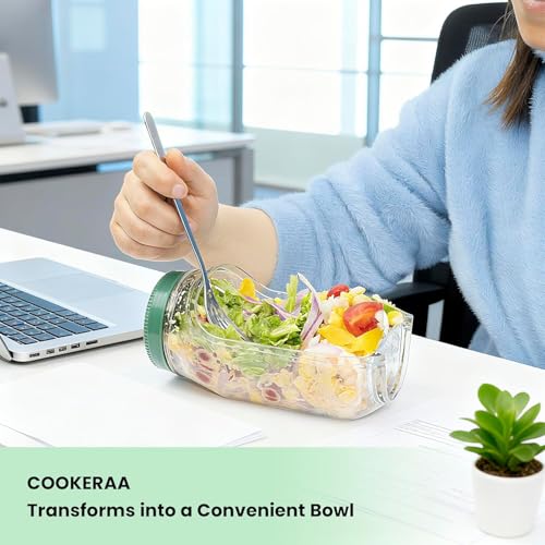 Image of Marve Salad Pod Mason Jar Side Open Portable Salad Container with Leakproof Dressing Compartment | Reusable Salad Bottle Lunch Jar for Meal Prep, Office Lunch, Travel, Camping & Picnic