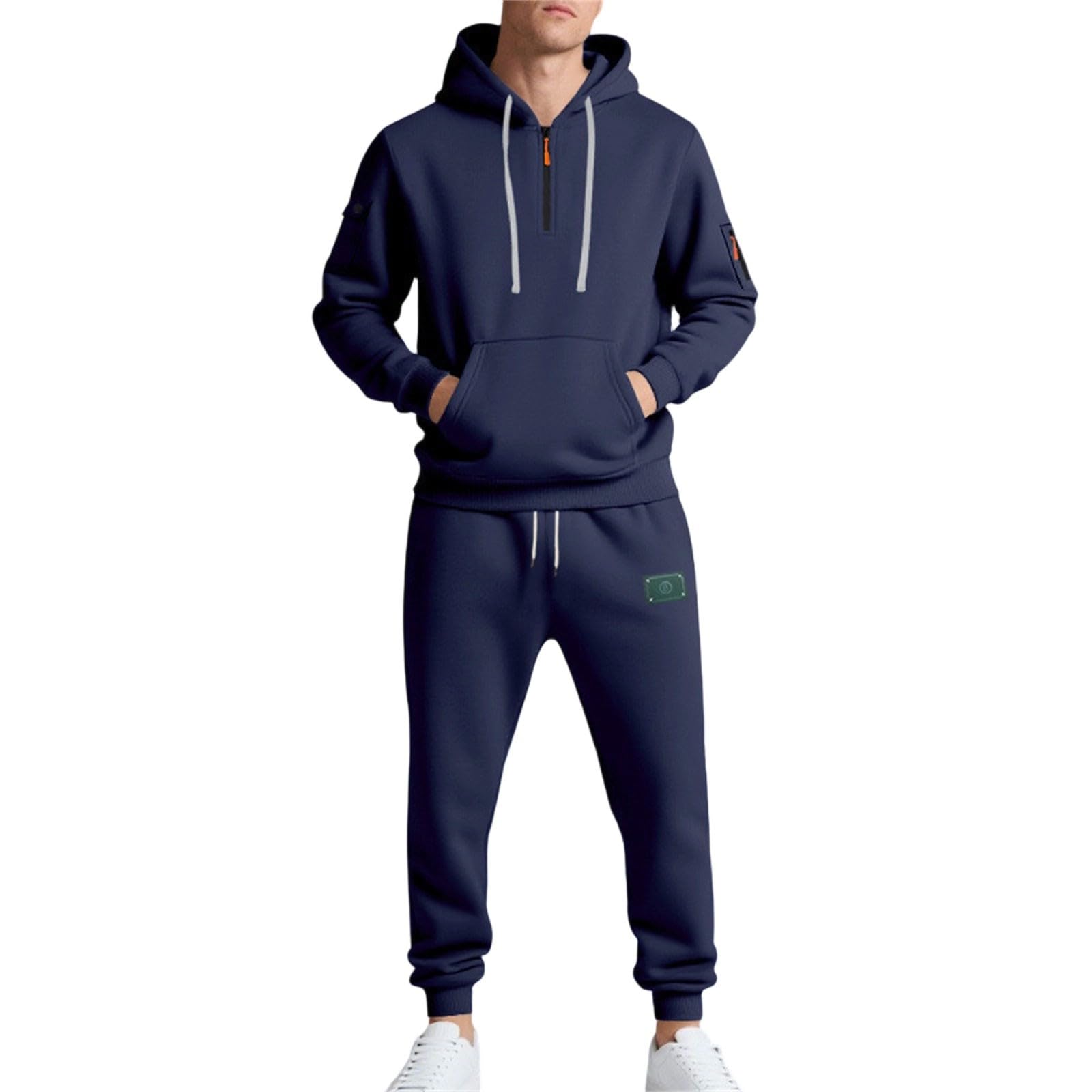 Conjunto de chándal para hombre con media cremallera y capucha y parte