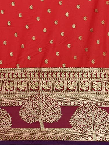 Image of Panzora Women's Banarasi Silk Saree With Unstitched Blouse Piece