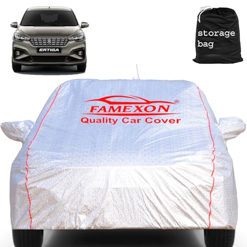 Image of Waterproof Car Cover for Maruti Ertiga All Weather Protection with Mirror & Antena Pocket Jungle Print with Soft Cotton Lining Waterproof Car Cover UV & Rain Protection