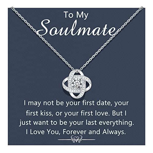 D Dongjiangjin Gift Regalo per fidanzata/moglie, collana con nodo d'amore anima gemella, regalo per donne, regalo di compleanno o matrimonio, Zirconia cubica, Zirconia cubica